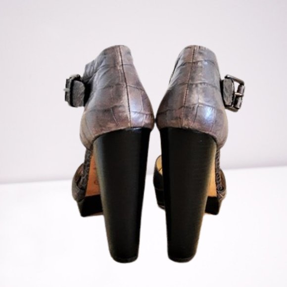 COACH Maze Leather Croc Embossed Platform Sandals - Picture 8 of 10